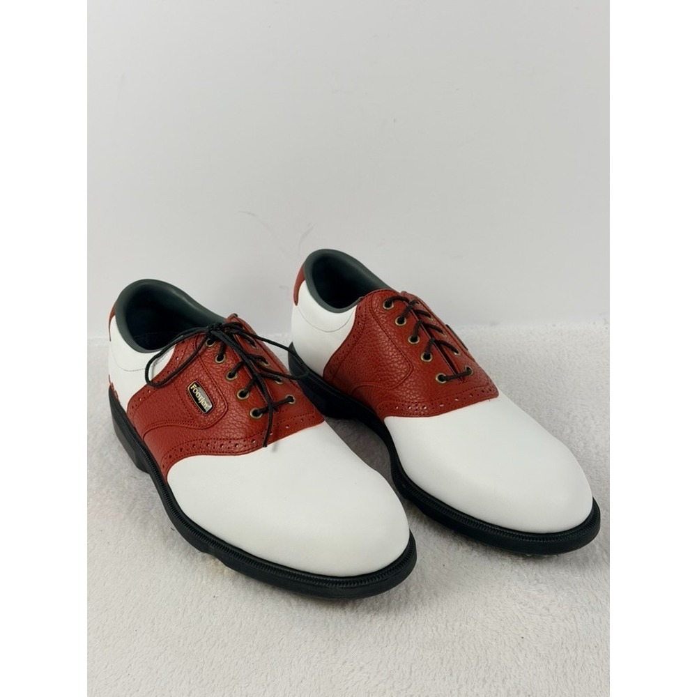 FootJoy DryJoys Tour Men's Leather Saddle Golf Shoes White Brown Size 11 N